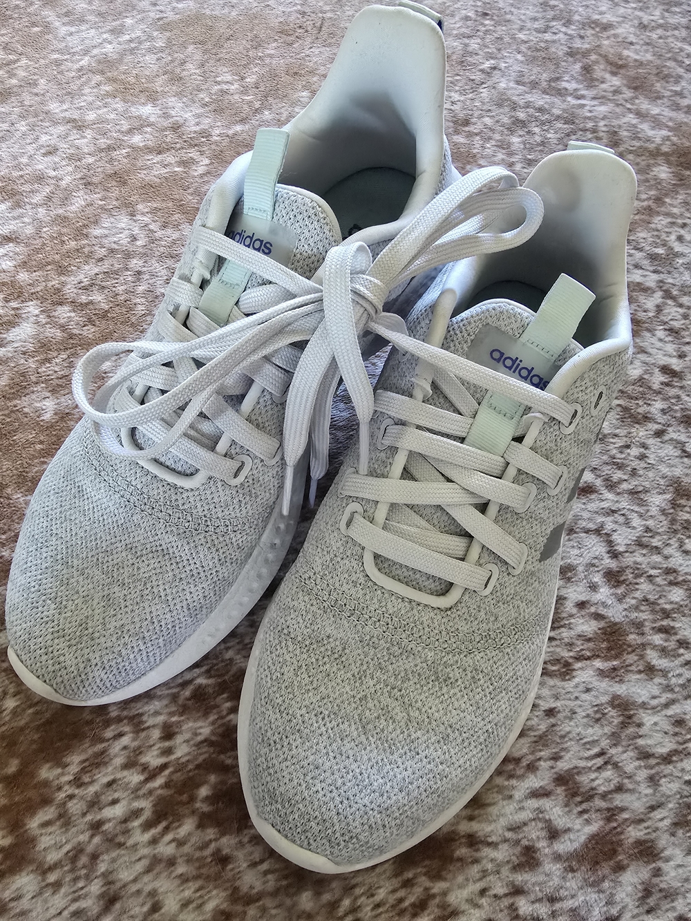 Adidas Light Gray Knit Running Sneakers